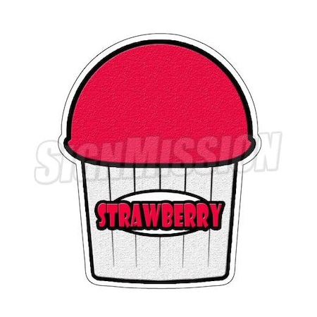 STRAWBERRY FLAVOR Italian Ice Decal Shaved Ice Cart Trailer Stand Sticker